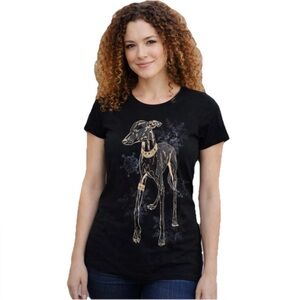 Key Closet Greyhound Black Women’s Swarovski Studded Short Sleeve Tee Size Small